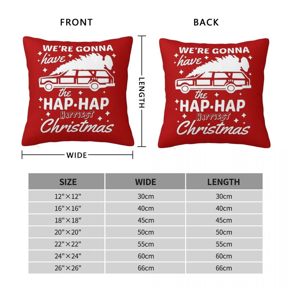 Hap Hap Happiest Christmas Square Pillowcase Polyester Linen Velvet Printed Zip Decorative Home Cushion Cover 18