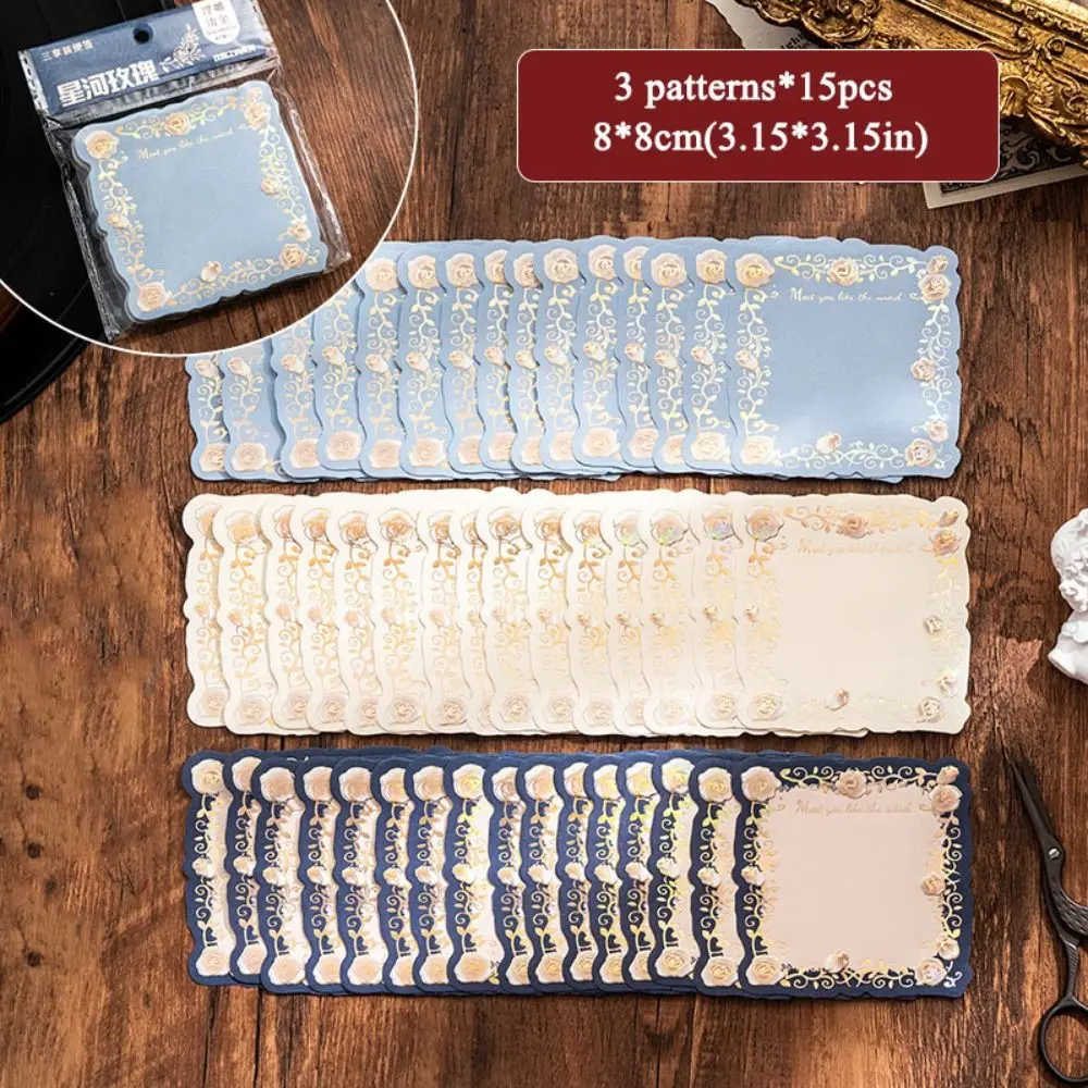 

180pcs Gold Stamping Embossed Sticky Notes Three-Dimensional Rose Pattern Gold Stamping Notes DIY Note Book Non-Stick