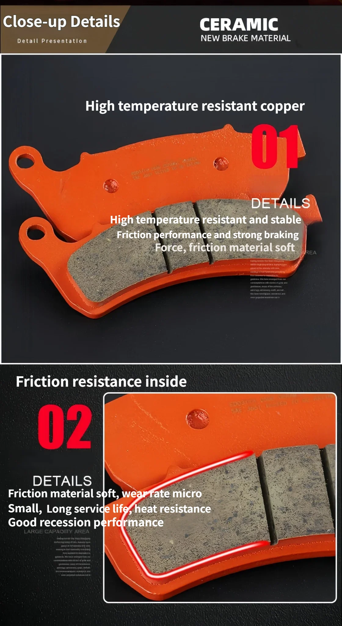 For KYMCO AK550 Ceramic Super Alloy Brake Pads Copper Plated Backplate High Temp Resist Soft Silent Disc Brake Pads