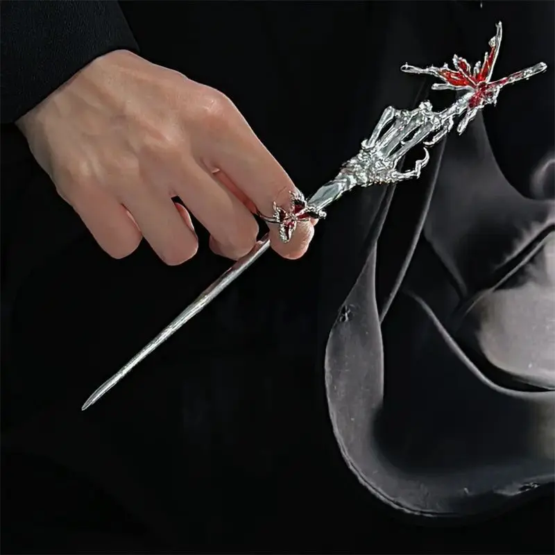 دبوس شعر على شكل عظمة اليد على شكل فراشة داكنة، مجوهرات كنز على الطراز القوطي الفريد، إكسسوار شعر بديل للنساء هدية