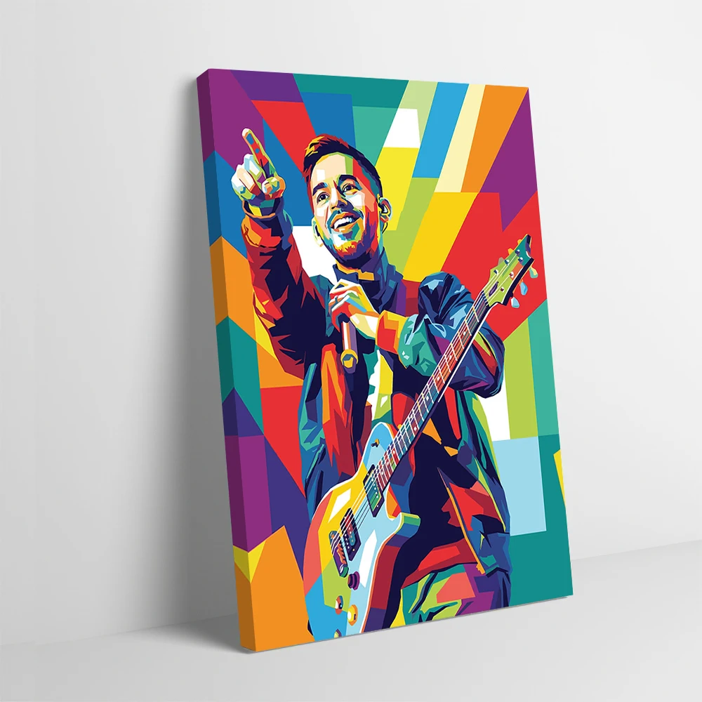 Pôster impresso de Mike Shinoda tocando guitarra, imagens personalizáveis, arte de parede, pintura em tela para decoração de quarto, arte decorativa