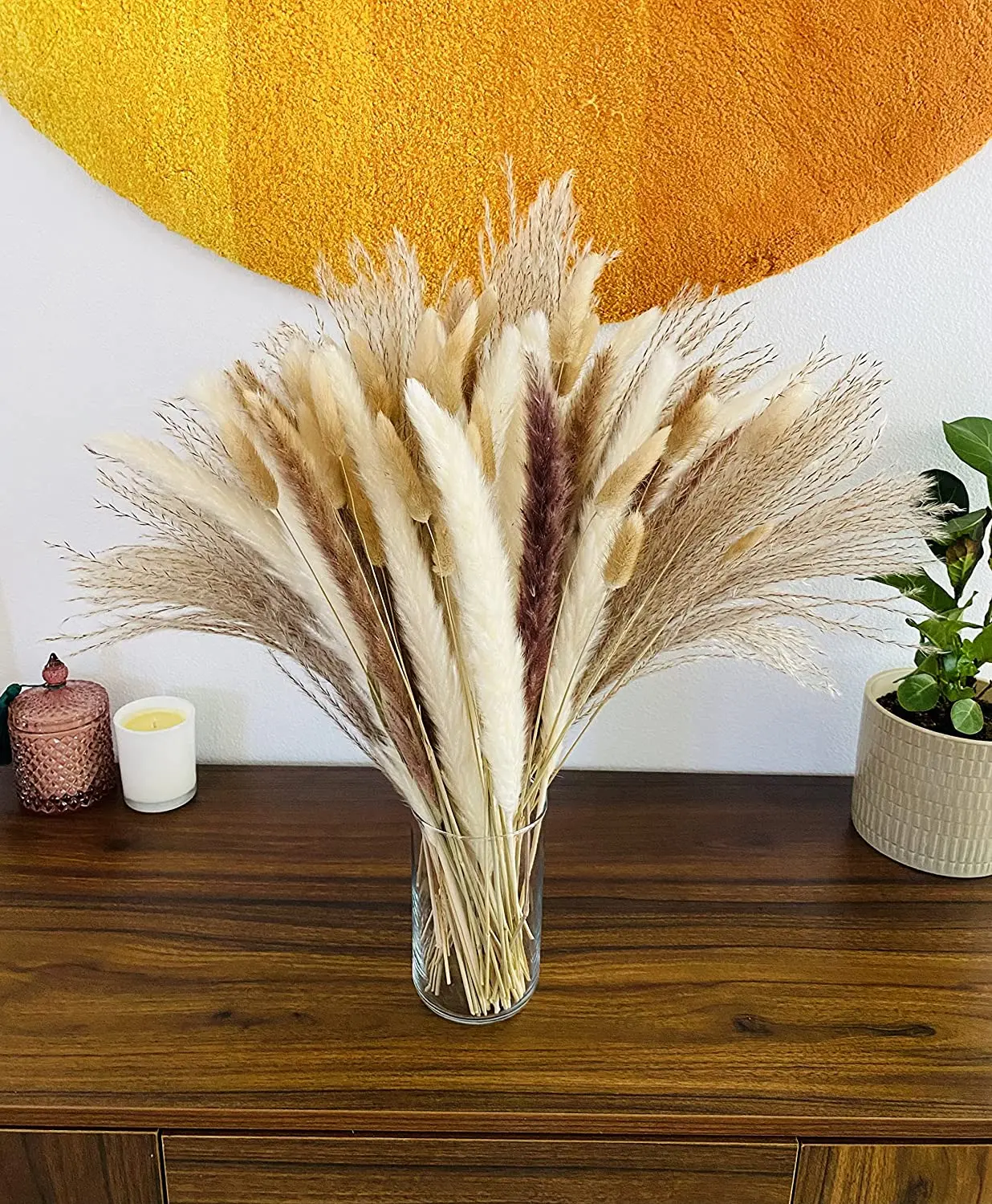 90pcs Natural Dried Flowers Pampas Floral Bouquet Boho Country Home Decoration Rabbit Tail Grass Reed Wedding Decor Arrangement