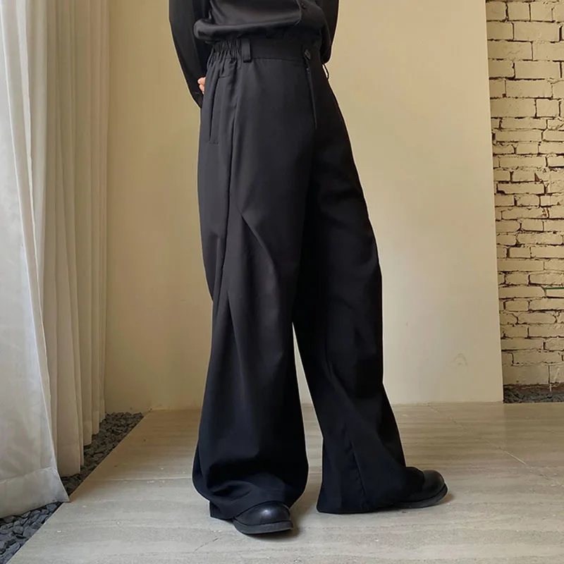 IEFB Men\'s Suit Pants Autumn Winter Personalized Pleated Niche Design Wide Leg Trend Versatile Korean Style Casual Pant 9C3479