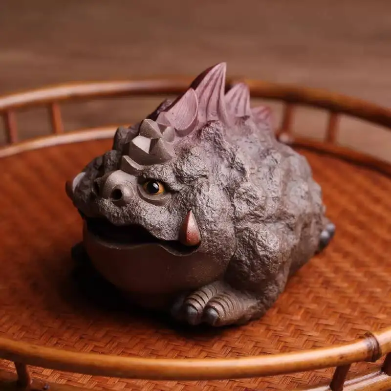 Premium Purple Clay Pet Ornament, Three-Legged Golden Toad, Can Be Used To Attract Wealth, By He Weibin, Fully Handmade,