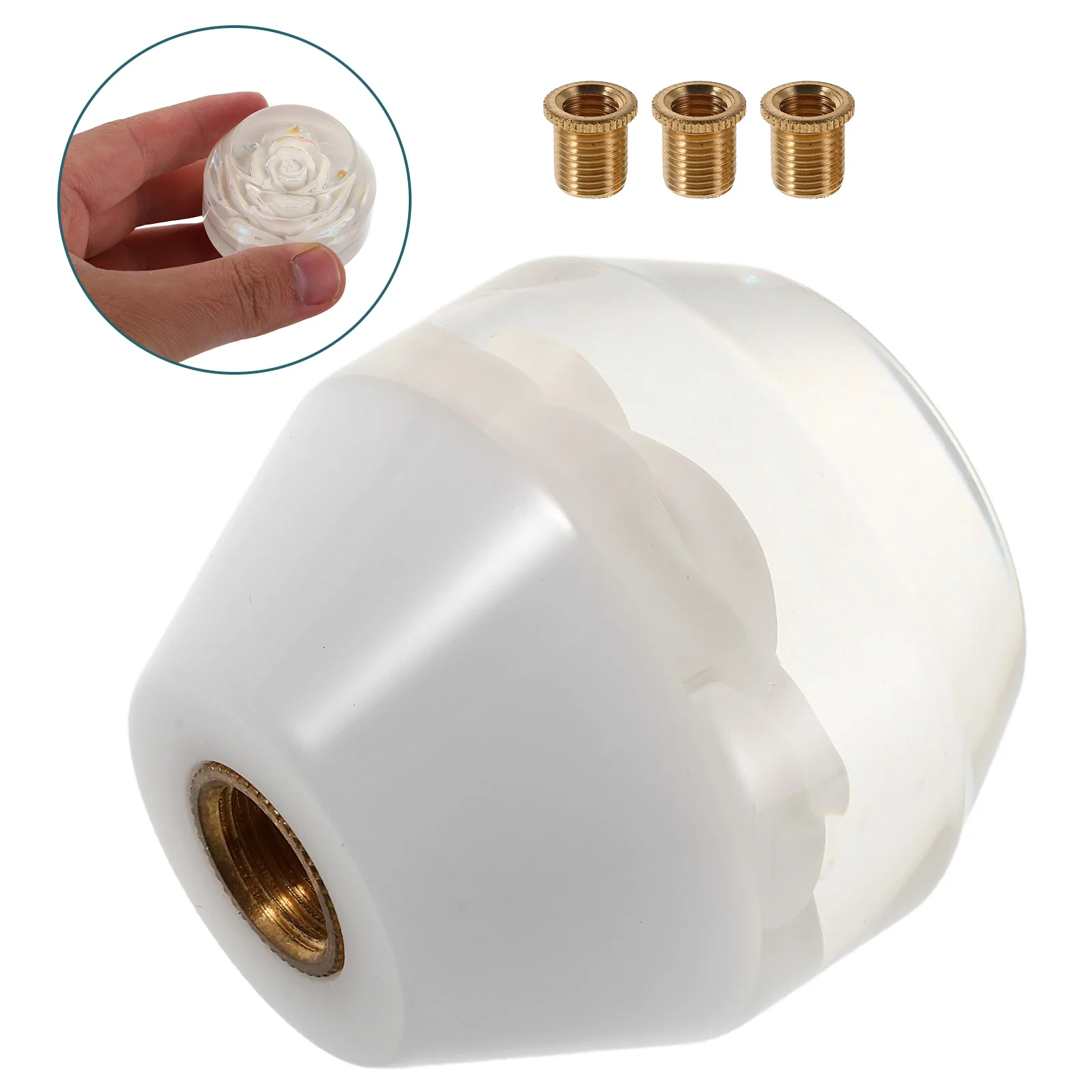 

Crystal Gear Shift Knob Universal Fit Manual Automatic Transmissions Shifter Handle Car Interior Durable Flower Design White