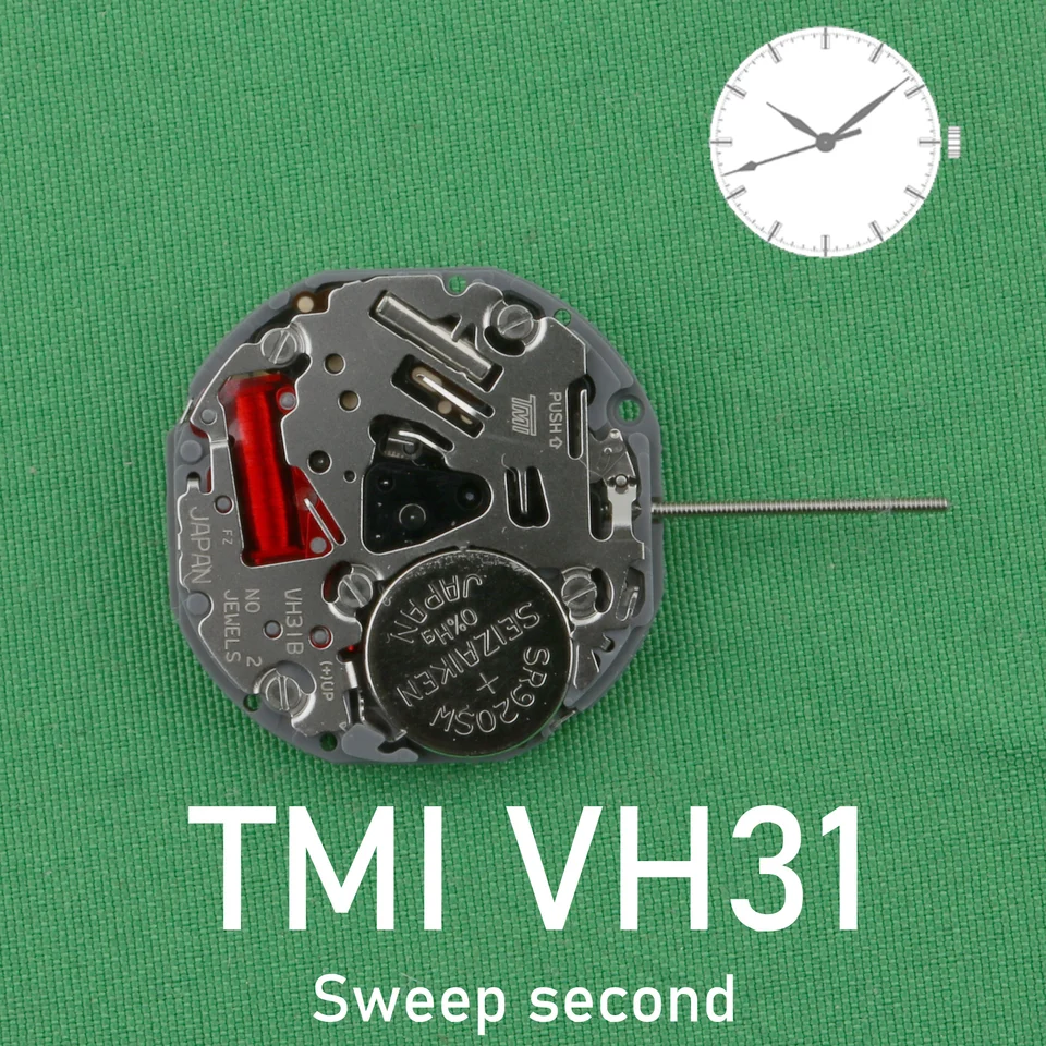 日本のクォーツムーブメント3手、vh31移動、スイープ秒、tmi、vh31