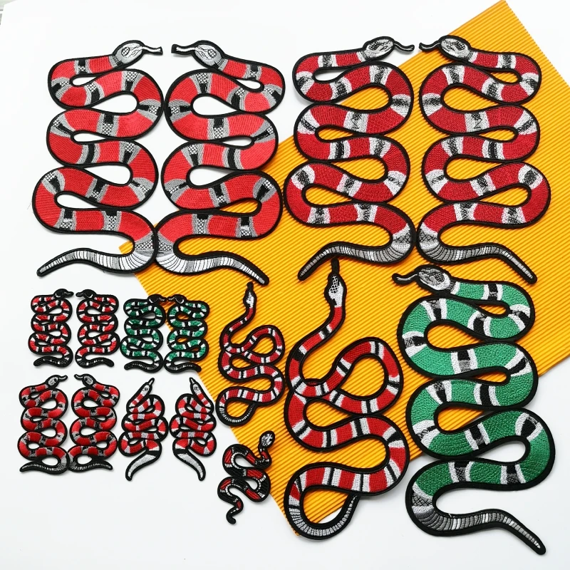 embroidery red snake iron on patch,serpents badges,animals snakes appliques,cartoon patches for clothing PW2272911