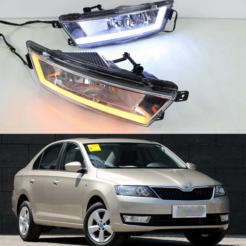 

Car DRL LED Turning Signal 12V Daytime Running Light Fog Light Car Flashing For Skoda Rapid 2013-2015