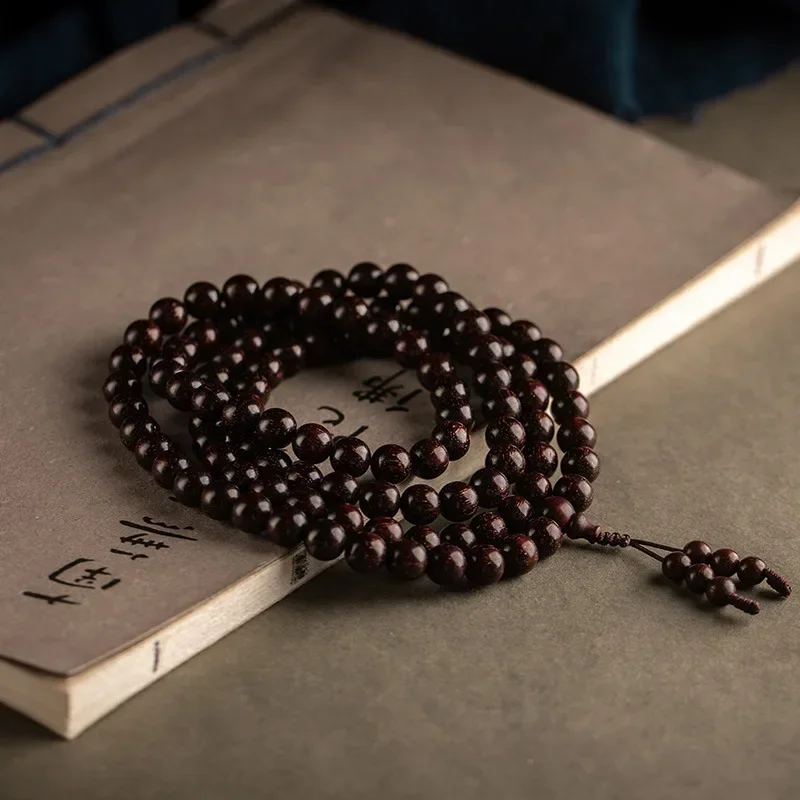 Lobular Rosewood Bracelet 2.0 Men and Women Lack Wood Can Wear Buddha Single Circle Old Materials 108 Pieces Beads