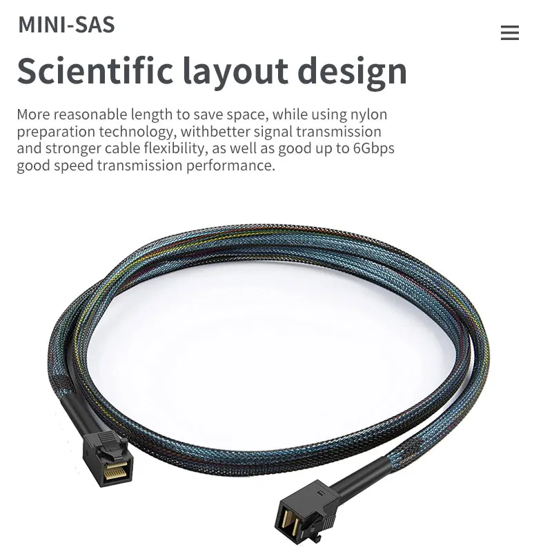 كابل SAS صغير 0.5 متر/1 متر SFF-8643، SFF-8643 إلى 8643، لمحرك الأقراص الصلبة/SSD/RAID، نقل البيانات عالي السرعة، لوحة الكترونية معززة لتخزين الخادم، PC Hard