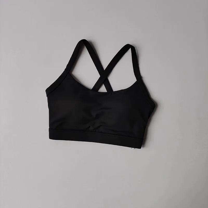 Damen-Yoga-Unterwäsche in Unifarben, Fitness-BH, weiches Sport-Top mit überkreuztem Rücken und Push-up-Effekt, mit Brustpolster, Yoga-Top, Sport-Crop-Top. – Detail 6