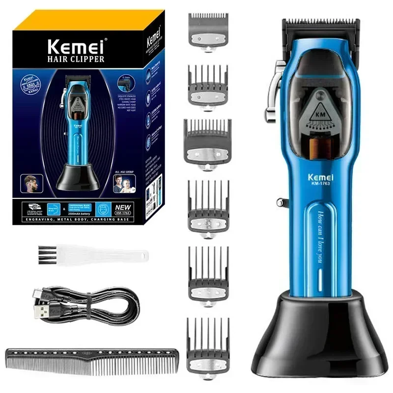 

Kemei KM-1763 Professional Hair Clipper Adjustable Hair Trimmer For Men Barber Shop Electric Beard Haircut Machine Rechargeable