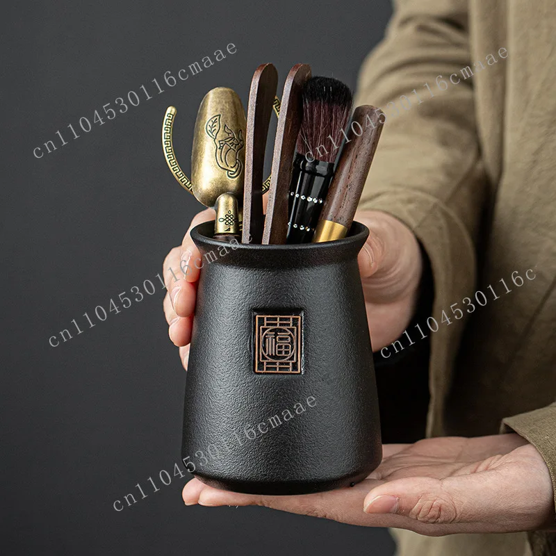 Ebony Tea Ceremony Six Gentlemen Accessories Set Kung Fu Set Clip Tea Knife Pot Pen Tea Set Making Tools
