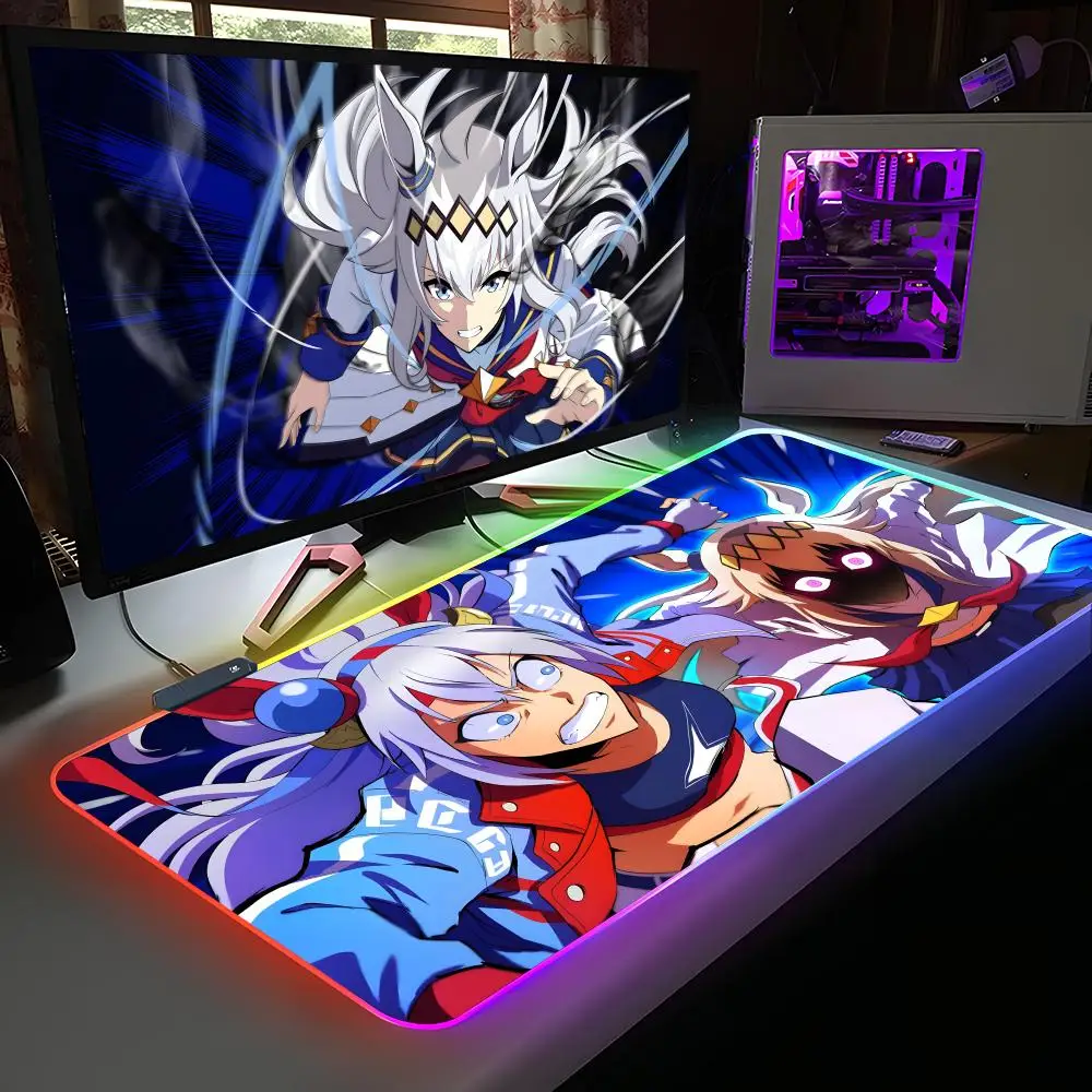 

Коврик для мыши Uma Musume Oguri Cap RGB, резиновый, для компьютера и ноутбука, официальный игровой, цветной, эстетичный, модный, роскошный коврик для киберспорта