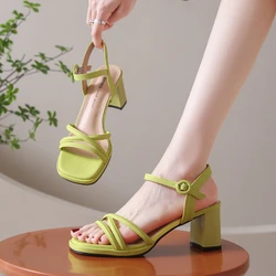 High Heel Sandals Women's 2024 Summer New Fashion Outwear Simple and Elegant One Belt Fashion Sandals Women