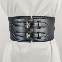 Plus Size Large Black Elastic Belts For Women Waist Big Dress Stretch Cummerbunds Ladies Simple Wide Waistband Corset Belt