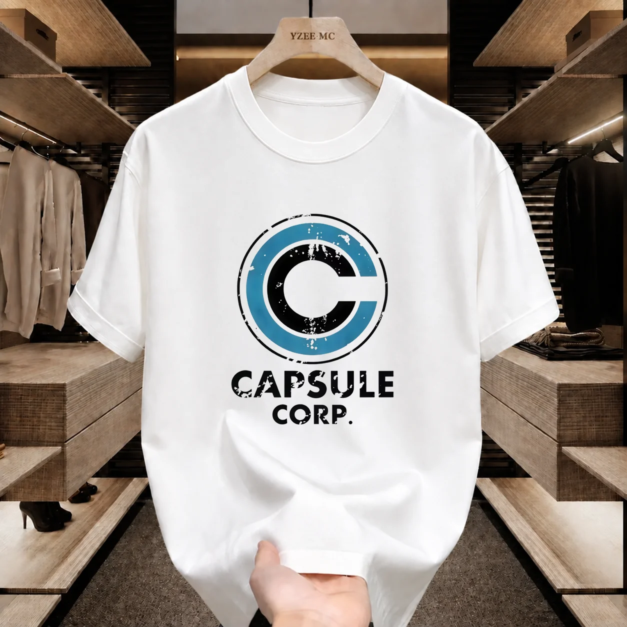 Unisex Short Sleeve New Fun Capsule Company Print T-Shirt, Pure Cotton Breathable Graphic Tee, Casual Street Style Top for Men