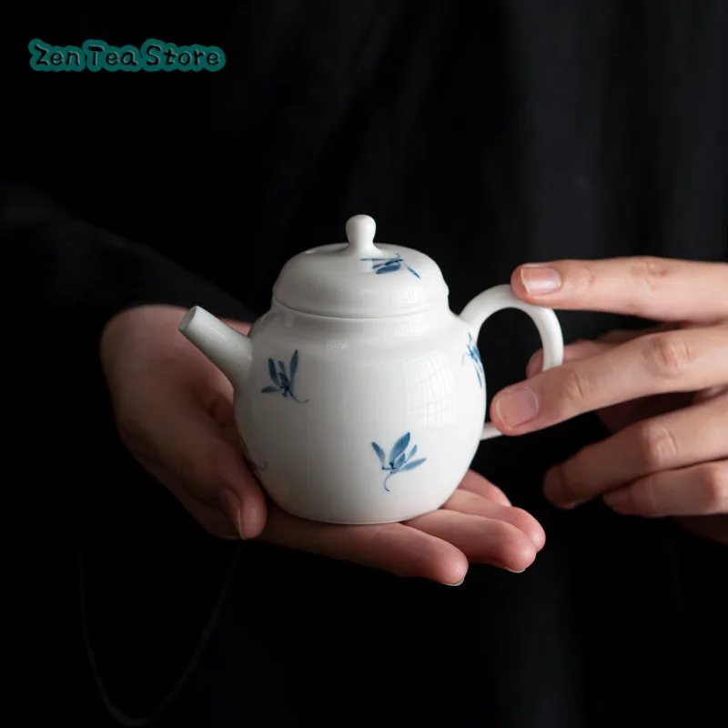 Hand-painted Teapot Butterfly Orchid One Person Drink Small Pot Household Ceramic Kung Fu Tea Set Hand-made Teapot