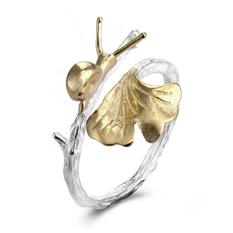 Модное женское посеребренное золотое регулируемое кольцо с улиткой, ювелирное изделие в подарок