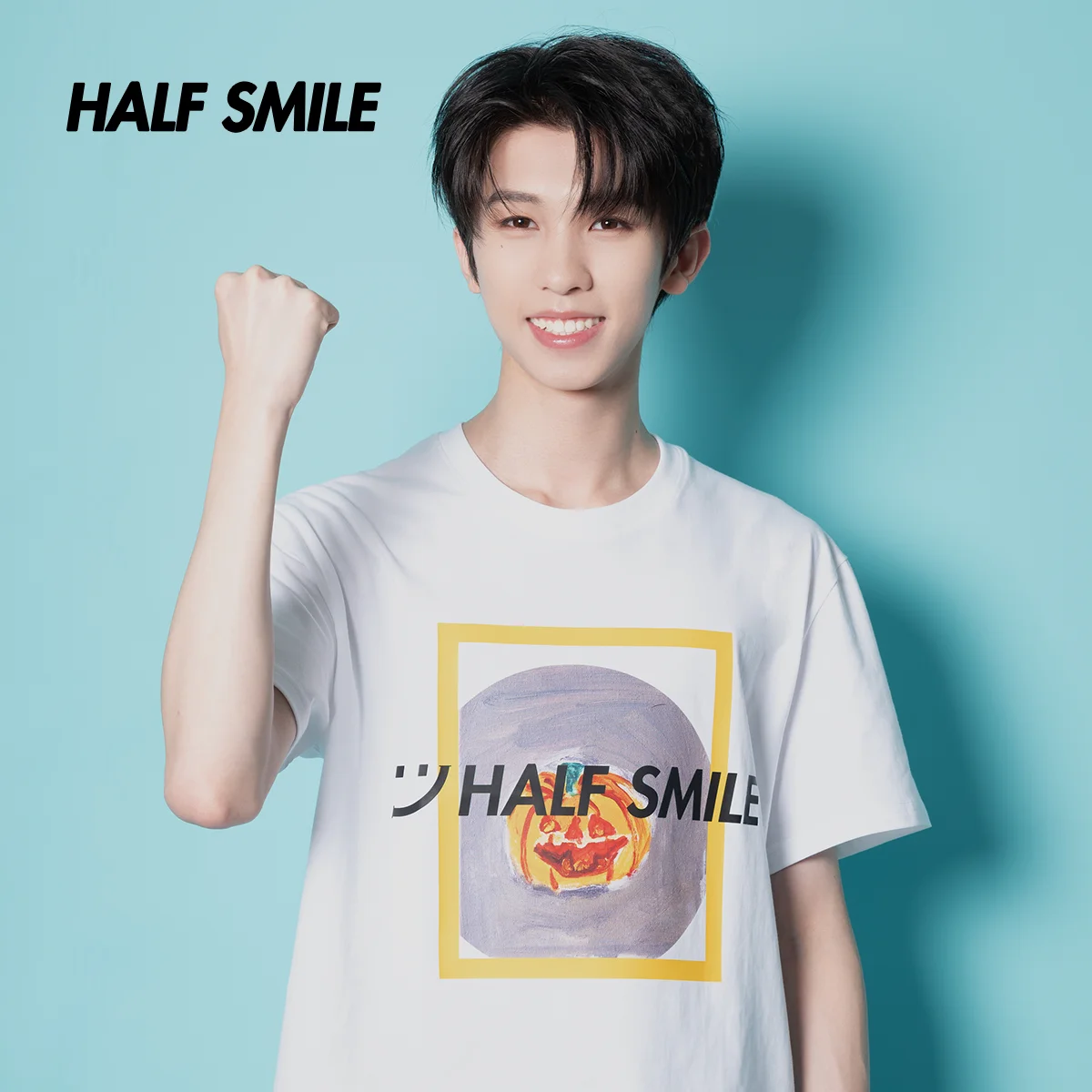 f Smile loween Pumpkin Design T-shirt bianca da uomo Primavera Estate Trendy Brand Cotone Casual Loose Fit rotondo Ne ort S...