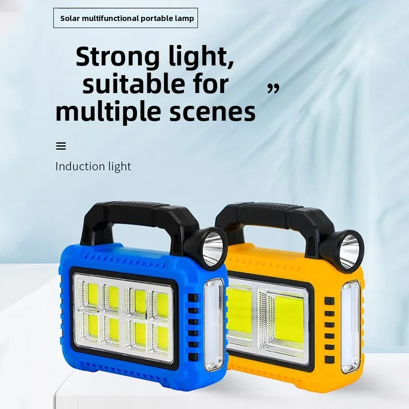 Solar USB Rechargeable Camping Lantern Flashlight Searchlight Multi Function LED Light for Outdoor Tent Hiking and Emergency