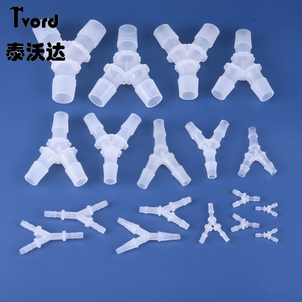 Y Type Plastic Pipe Fitting 2.4-19.5mm Pagoda Barb 3 Way Irrigation Joints Hose Connector Aquarium Pipe Fitting Hose Splitter