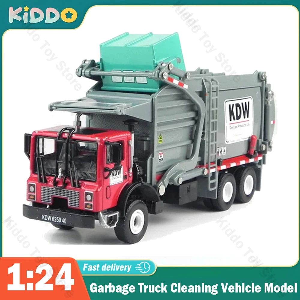 

1:24 Garbage Truck Cleaning Vehicle Model Alloy Materials Handling Garbage Truck Sanitation Trucks Clean Car Toy for Kids Gift