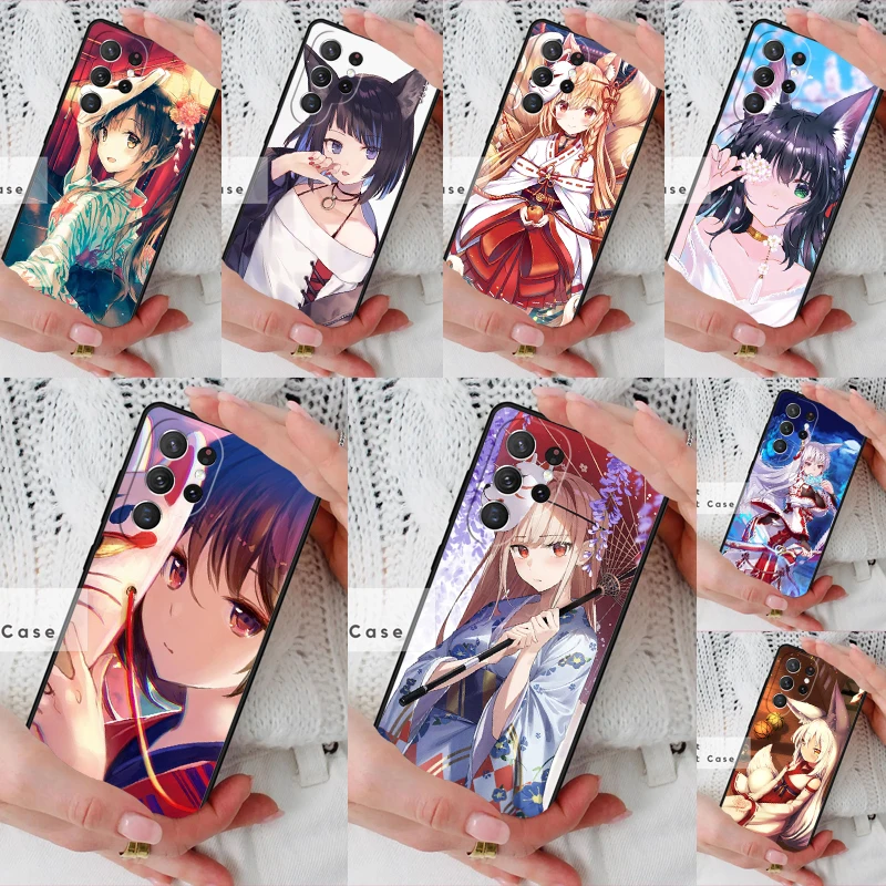 Japanese Style Anime Fox BUMPER Phone Cover Case for Samsung Galaxy S26 Ultra S20 FE Note 10 S24 S23 S21 S25 Plus S22