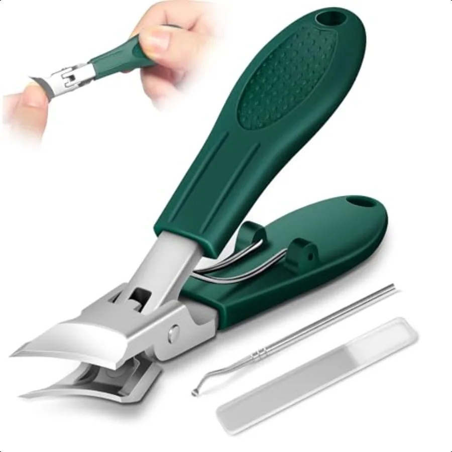 Tagliaunghie smussate con becco d'aquila Aggiornamento in acciaio inossidabile Ampia apertura della mascella Tagliaunghie antispruzzo Set di 3 pezzi Manico lungo angolato