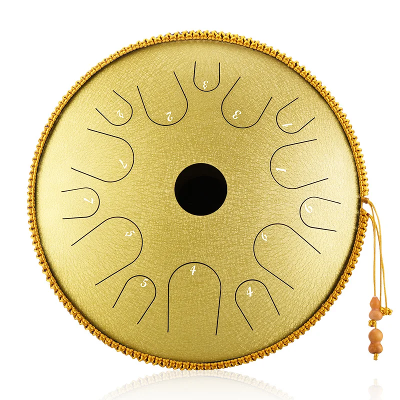 Hluru Music Drum 14 Note Glucophone Steel Tongue Drum 14 Inch 14 Note C Tone Ethereal Drum Yoga Meditation Percussion Instrument