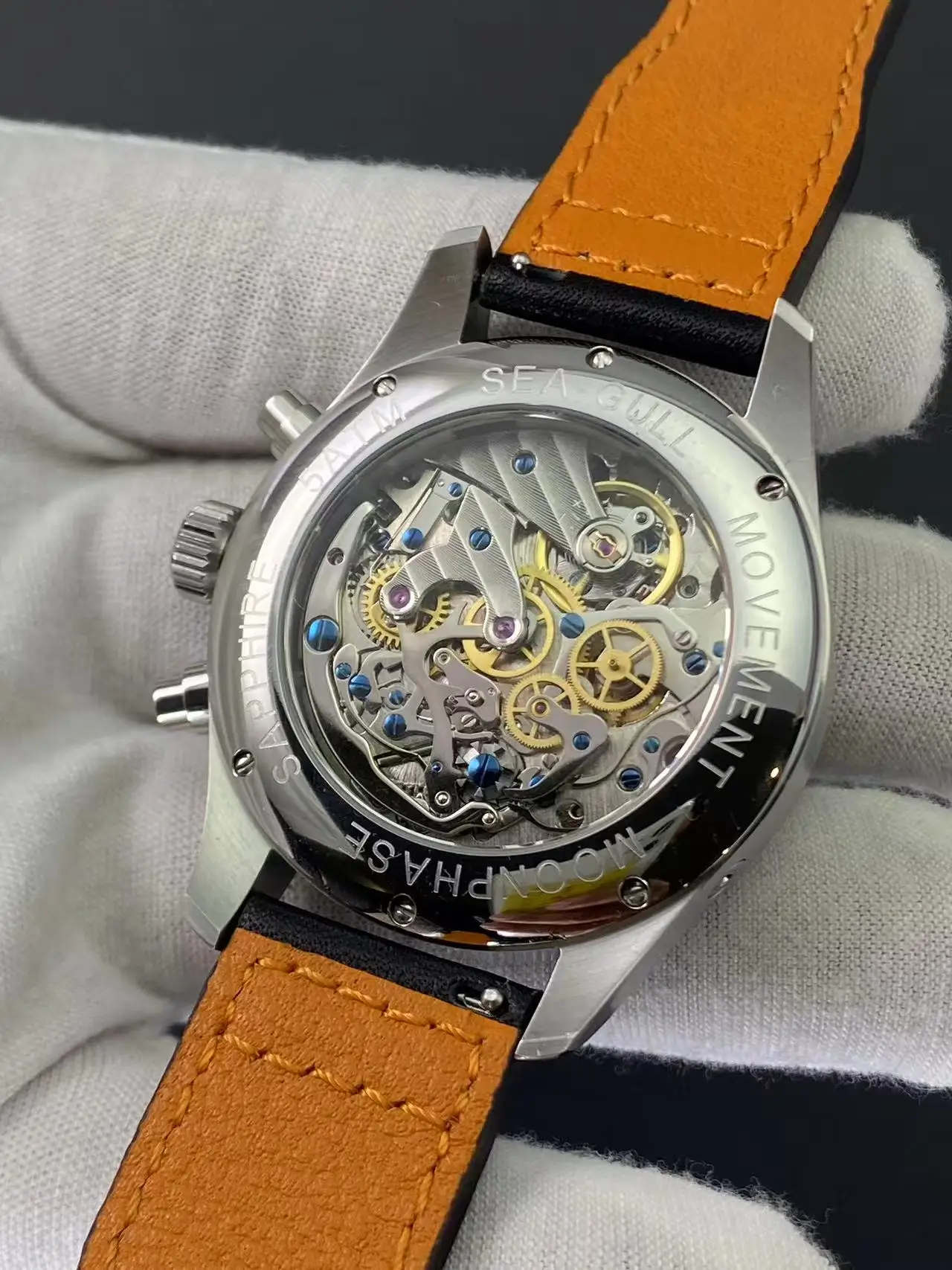 Seagull ST1908 manual mechanical timing movement pilot night light moon phase men's watch 43MM large size sports and leisure