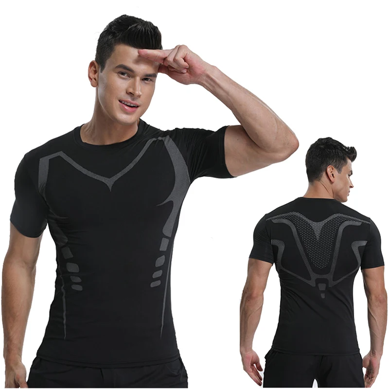 Camicia sportiva da uomo camicie da corsa da uomo collant Fitness uomo ciclismo maglia da uomo a rapida asciugatura maglietta sportiva a manica corta a compressione