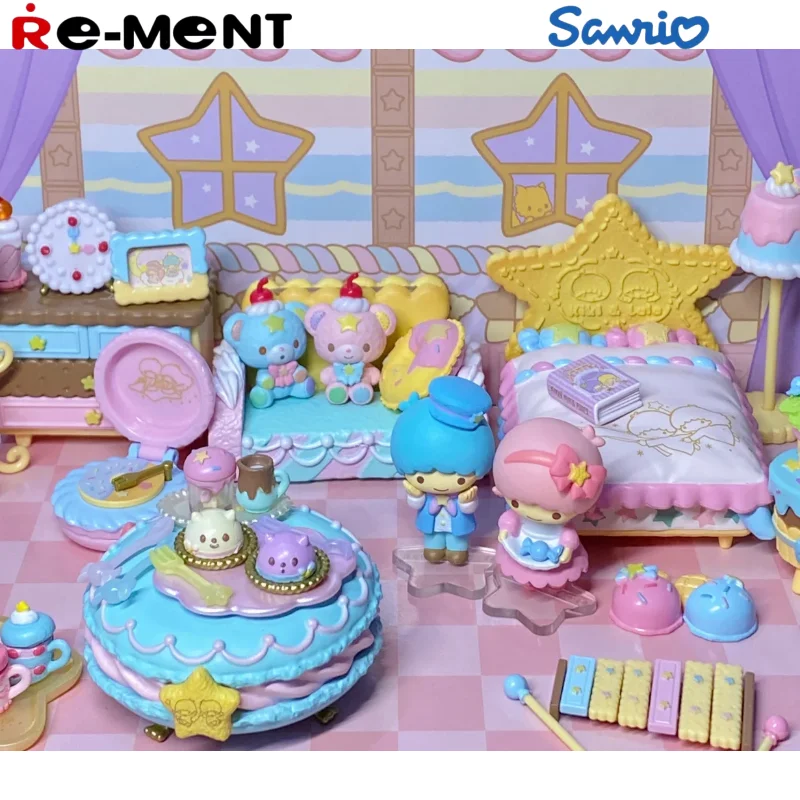 

In Stock Re-Ment Genuine Sanrio Gemini Pink Candy House Miniature Scene Model Trendy Toy Collection Action Model Cute Gifts Toys