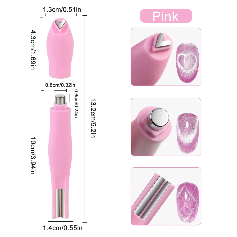 Cat Eye Magnetic Ball With Nail Magnetic Stick Tool Set Double-head Strong Magnet Pen 3D Cat Eye Gel Nail Supplies Magnetic Tool