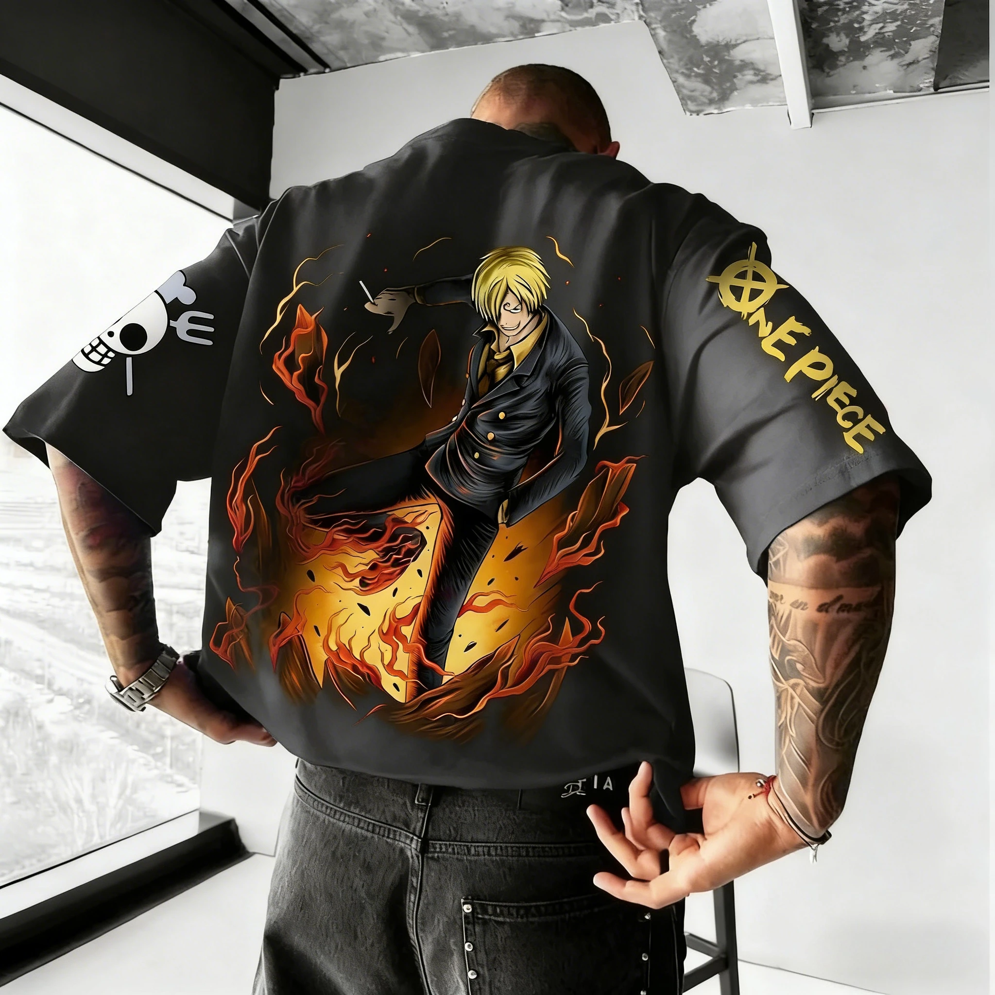 One Piece Japanese Anime Print Cotton T-Shirt Luffy Zoro Men's Casual Short Sleeve Tee Luffy T-shirt Casual Streetwear Tee Tops