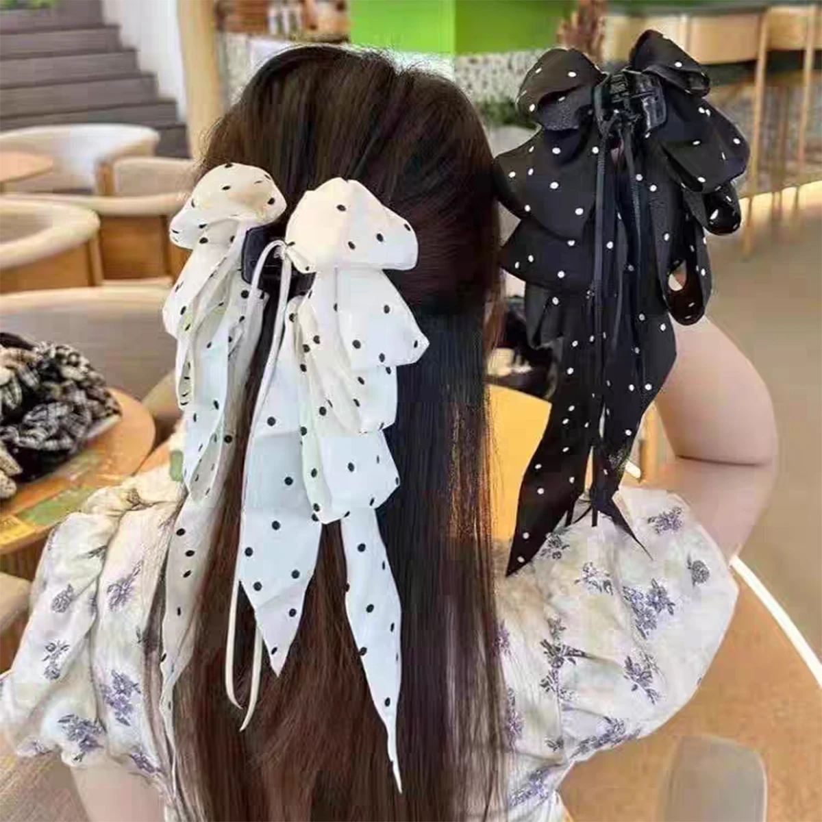 AWAYTR милый бант, лента для волос, коготь, цветочная бабочка, шифоновый бант, заколка для волос, заколка для волос, головной убор, заколка с бантом в горошек