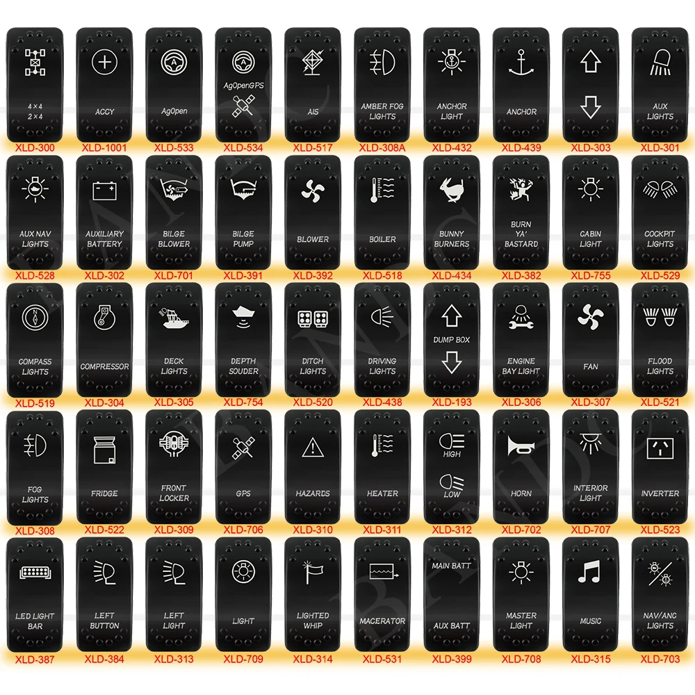 1Pc Laser Etched Rocker Cap ( No Body ) for Car Boat Truck ATV Pickup ARB Carling NARVA Rocker Switch Replacement Accessories