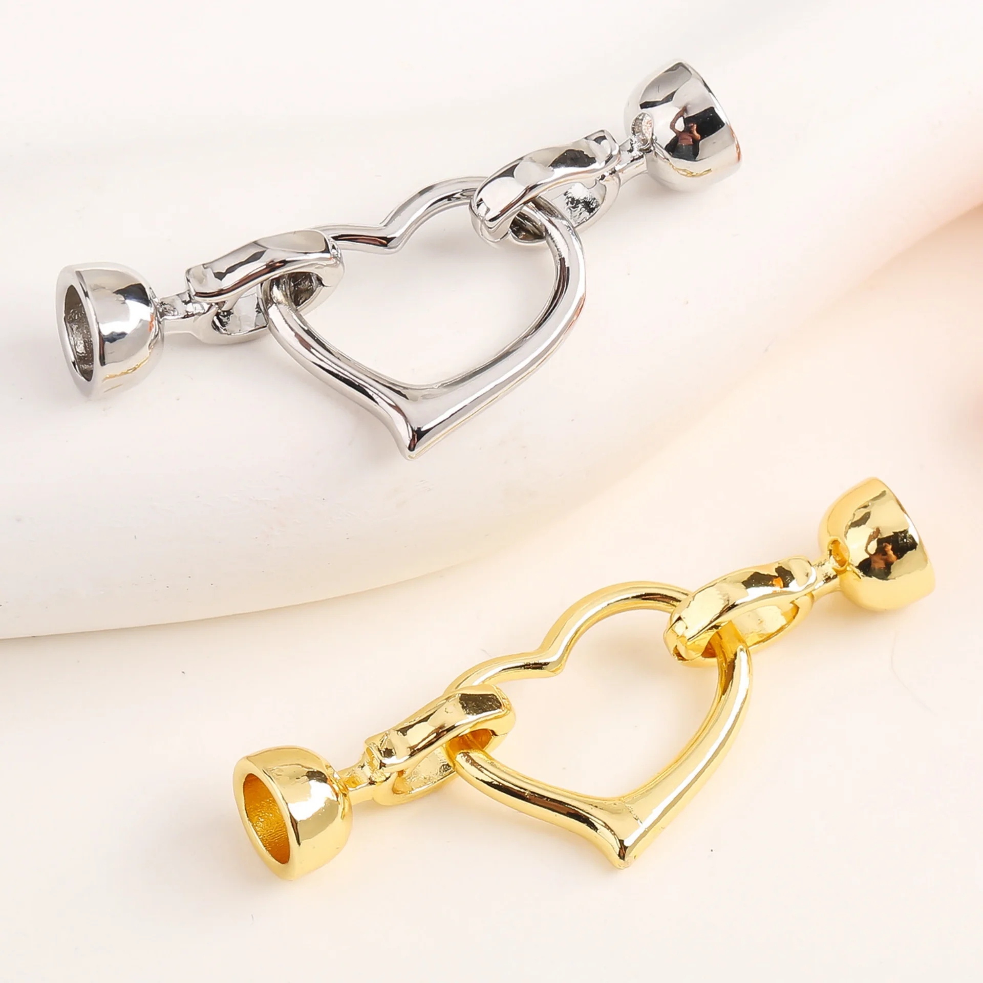

1pc Copper Gold-plated Simple Love Pearl Buckle Tail Connection Buckle DIY Jewelry Handmade Bracelet Necklace Beading Accessorie