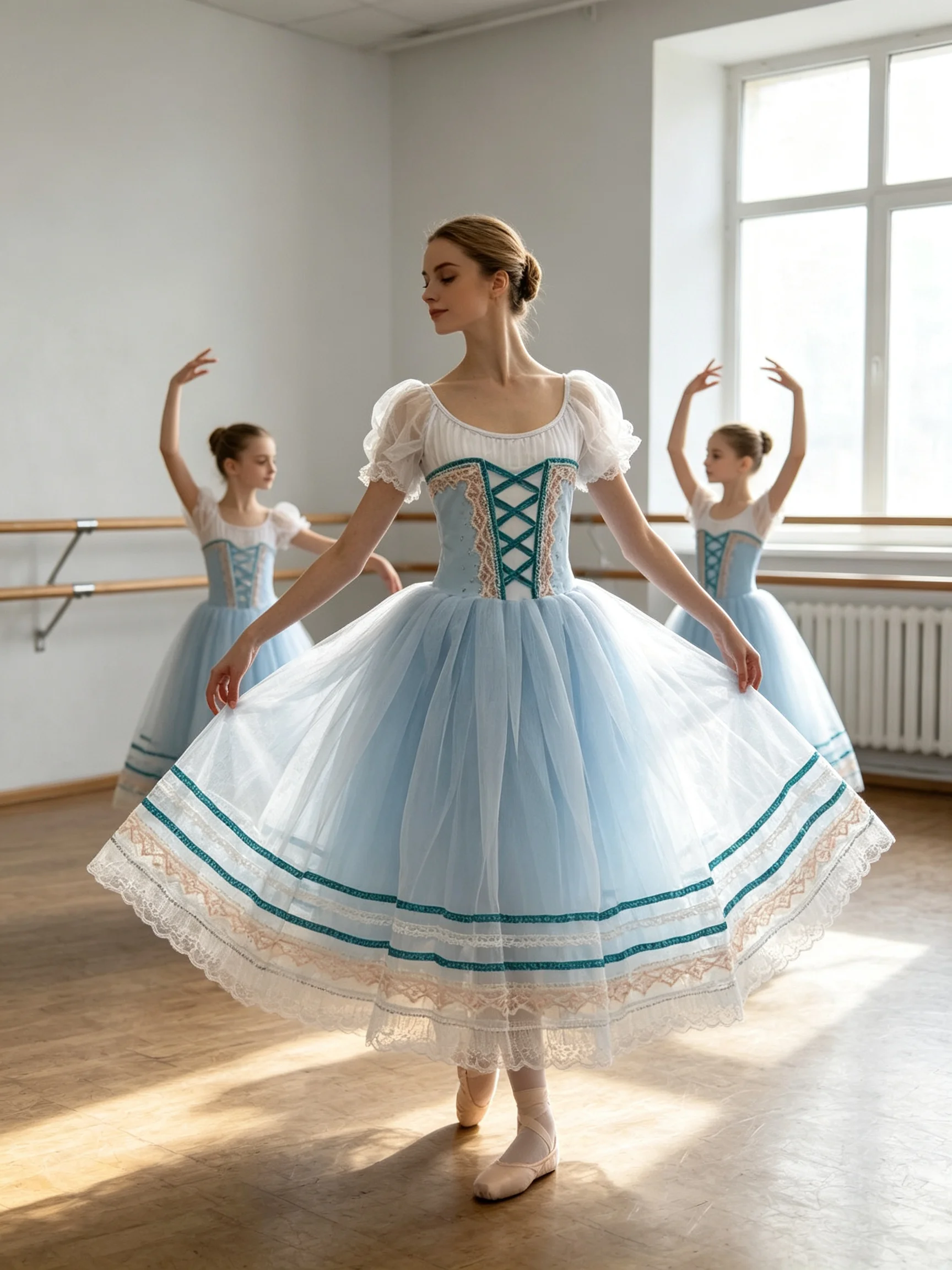 Robe tutu de ballet romantique pour femmes adultes, bleu clair, longue, en tulle, costume de danse pour spectacle sur scène