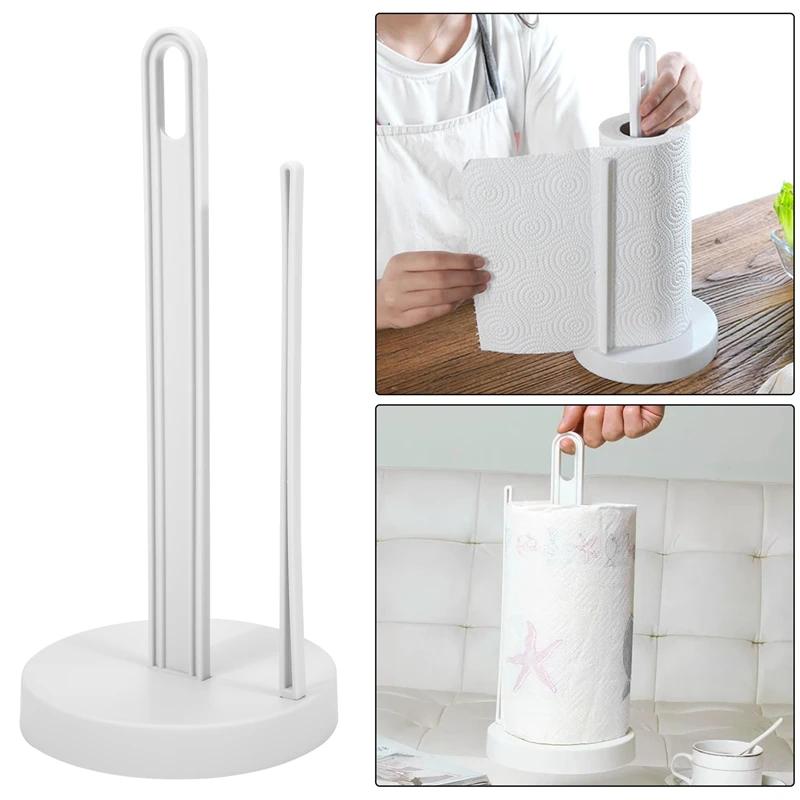 Toilet Kitchen Paper Towel Roller Tissue Holder Plastic Rack Desktop Floor Vertical Napkins Stand Bathroom Storage