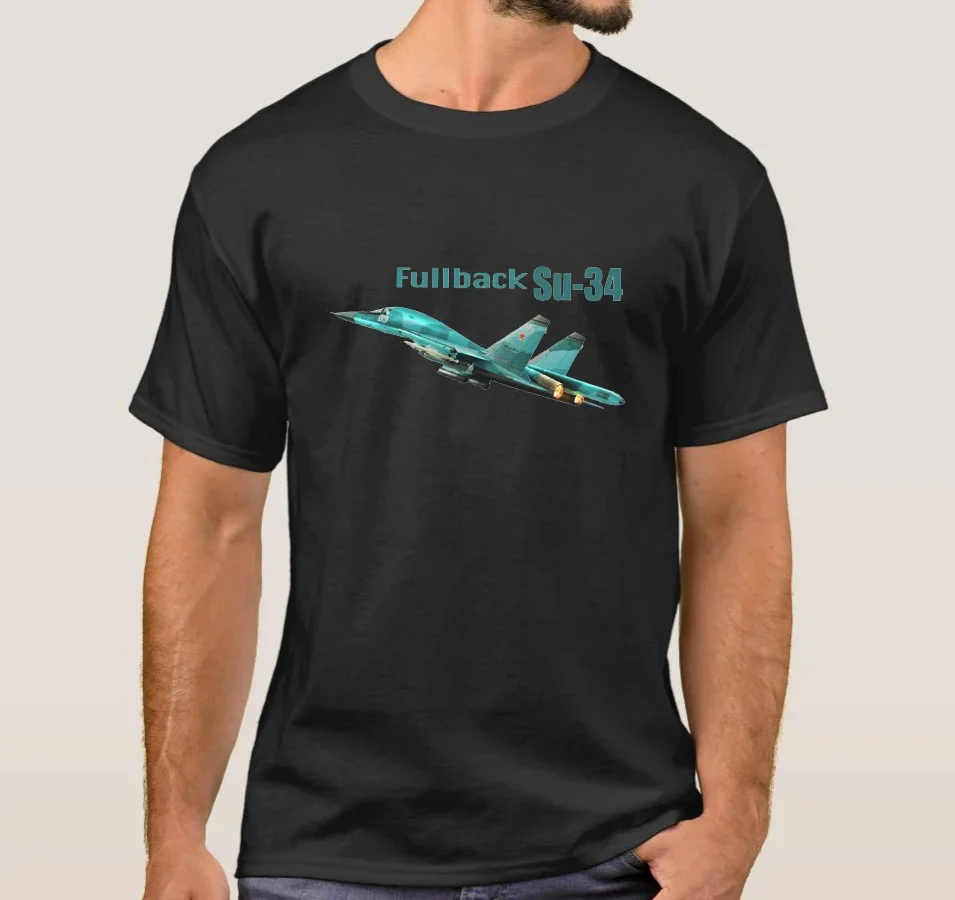 

Soviet Union Russian Su-34 Fullback Fighter Bomber T-Shirt. Summer Cotton Short Sleeve O-Neck Mens T Shirt New S-3XL