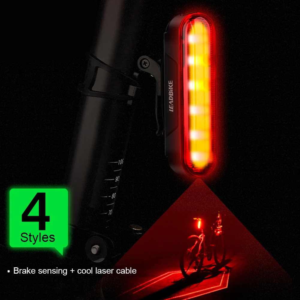 Bike Tail Light Smart Rechargeable LED Laser Riding Double Bracket Bike Rear Night Light with Brake Sensor Safety Warning Light