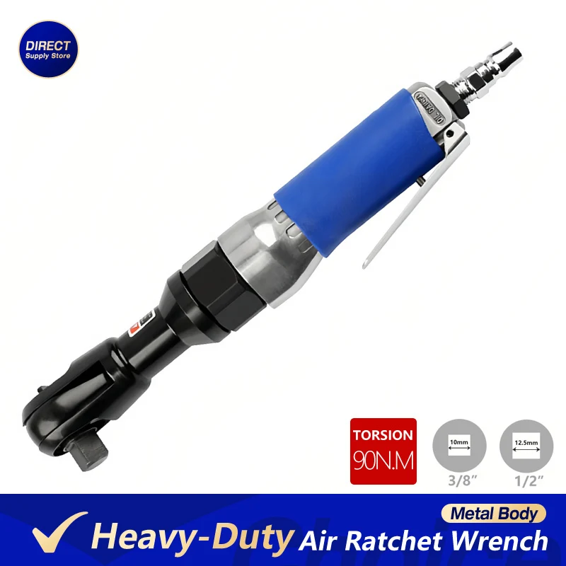 90-Degree Air Ratchet Wrench Metal Body Heavy-Duty Right-Angle Pneumatic Trigger Straight Pneumatic Wrench Wind Wrench Tool