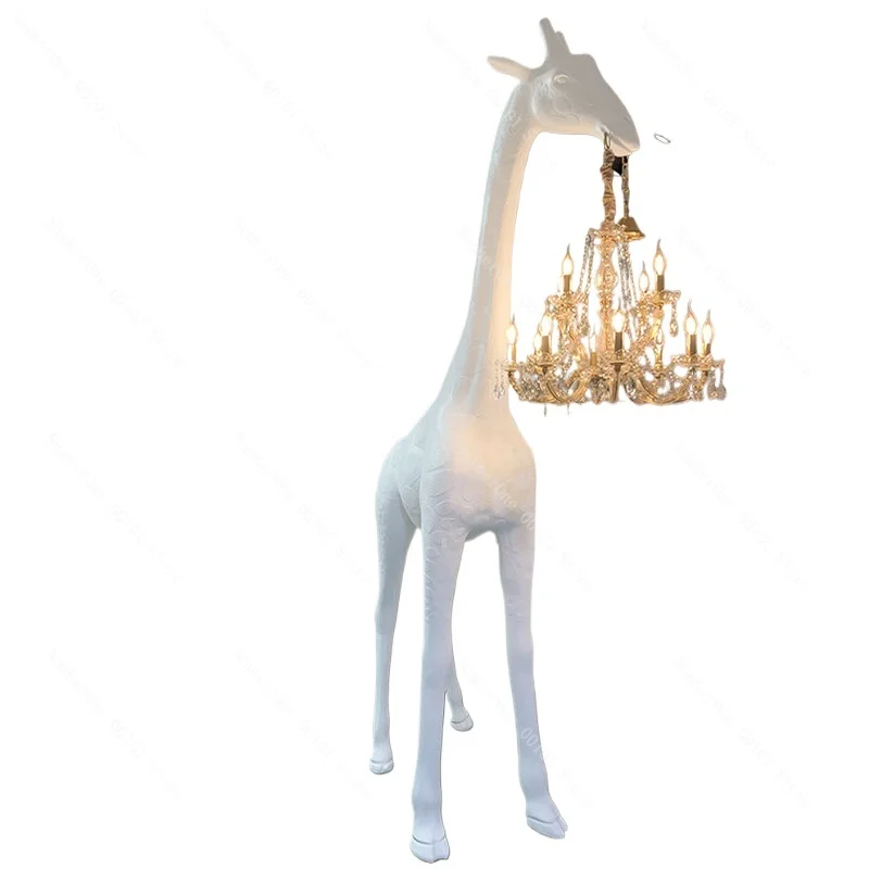 

Modern Foot White Giraffe Indoor or Outdoor Chandelier Creative Resin Standing Floor Lamp Resin Lamp