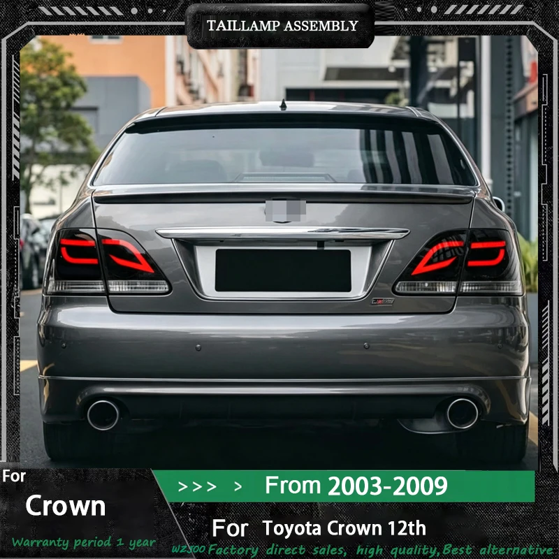 For Toyota 12th Generation Old Crown Taillight Assembly 2003-2009 Modified LED Light Guide Driving Light Brake Reversing Light