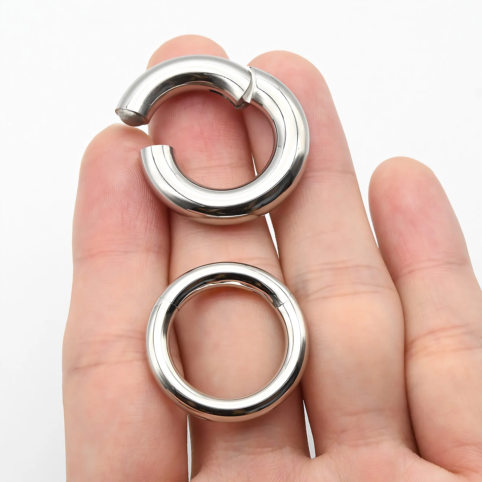 00G/10mm to 12G/2mm Stainless Steel Hinged Segment Ring Seamless Hoop Ring Earweight Nose Septum Rings Clicker EarLobe Piercing