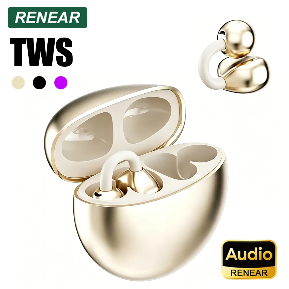 Auriculares inalámbricos 5D con clip de silicona, auriculares Bluetooth TWS para teléfonos inteligentes universales Android Ios con micrófono, auriculares portátiles
