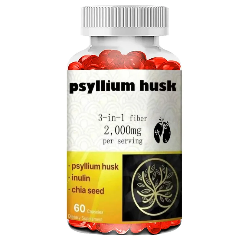 Plantago Asiatica Capsules 2000mg Containing Inulin and Chia Seeds - A Plant-based Herbal Fiber Supplement