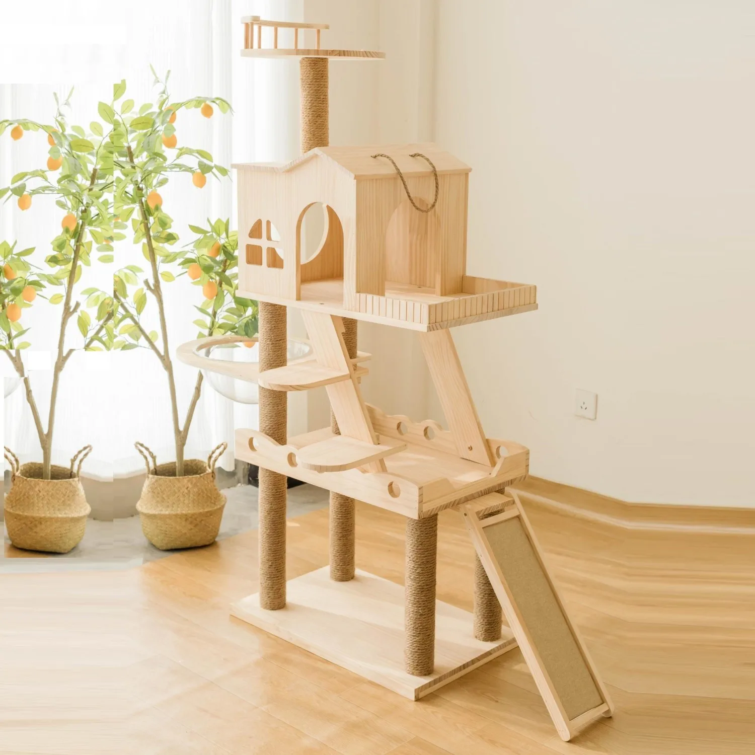 Solid Wood Climbing Frame Space Capsule Multi-layer Jumping Platform Cat Nest Integrated Large Climbing Frame Scratching Column