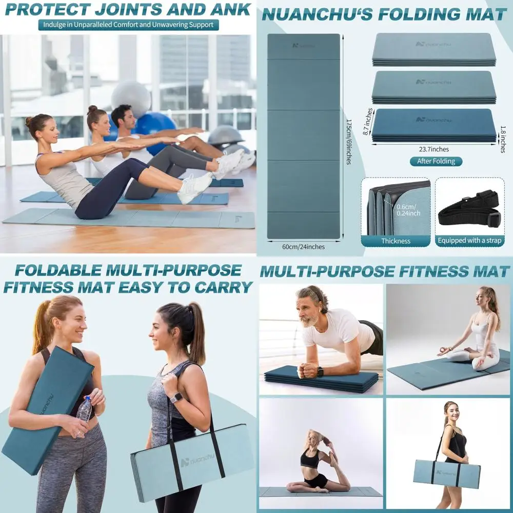 

Foldable 6mm Thick Yoga Mat Set, Non-slip, Lightweight, Multi-purpose for Pilates, Yoga, and Exercise